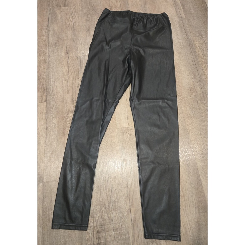 EUC LAUREN RALPH LAUREN BLACK FAUX LEATHER LEGGINGS size 12p